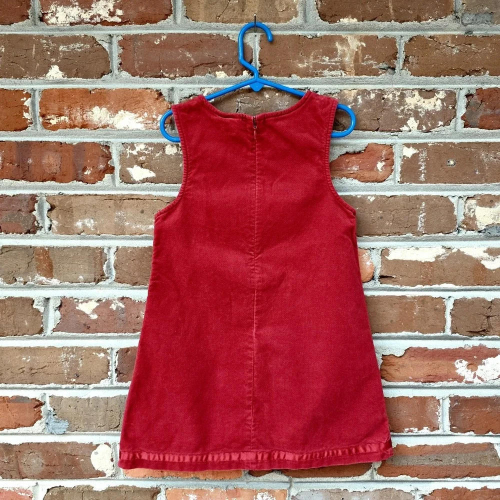 Vintage LL Bean Velvet Girls Dress Size 4 Red Cottagecore Christmas Fall Autumn
